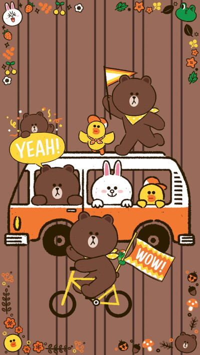 line friends 壁纸 iPhone 可妮兔布朗熊