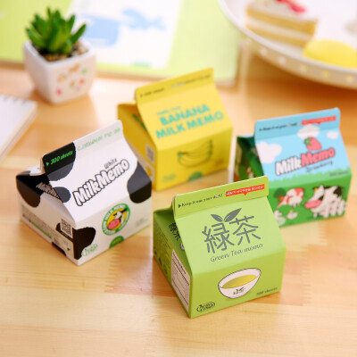 韩国创意文具 牛奶盒抽取便签纸 便携牛奶咖啡备忘录便条 留言条