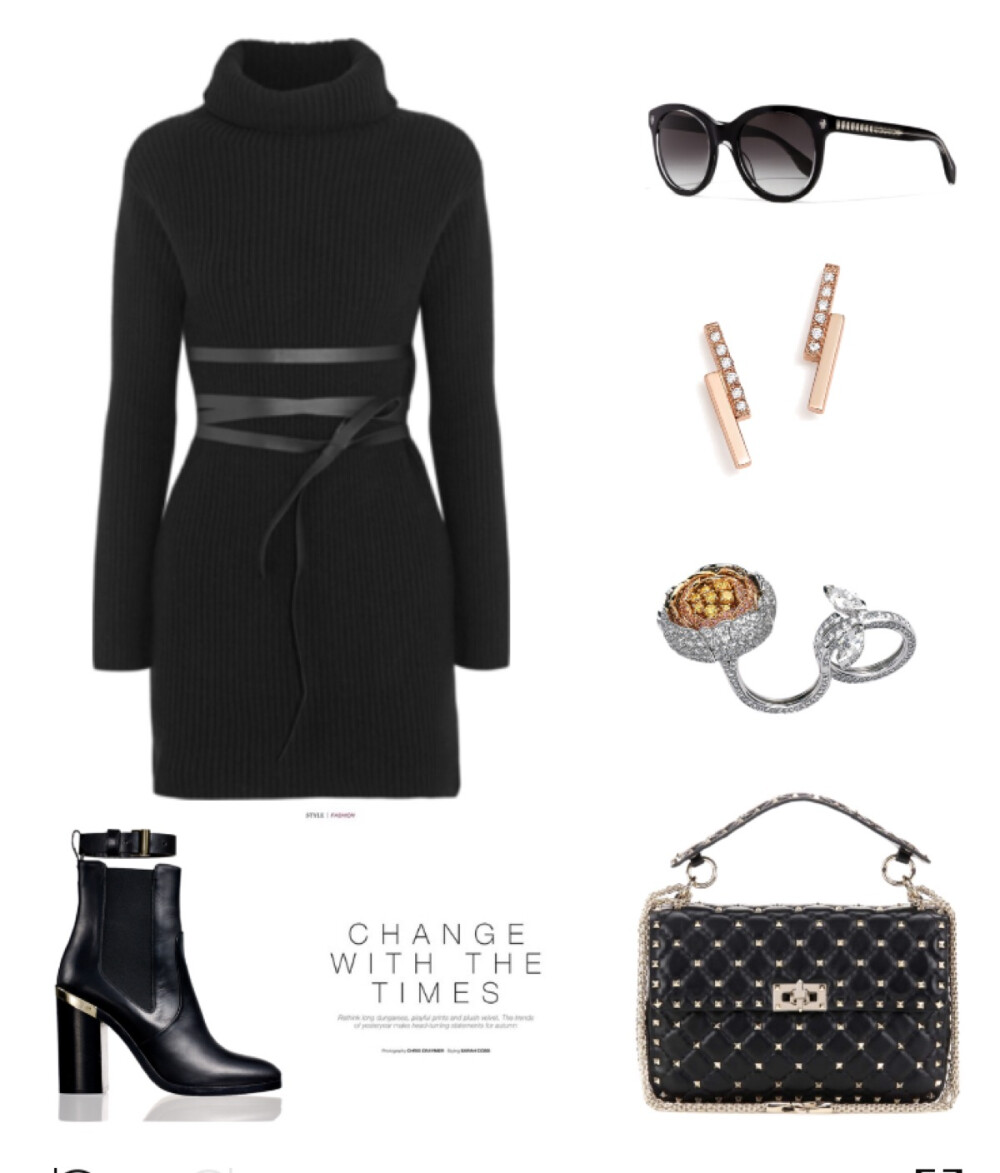 Valentino sweater dress、bag，Reed Krakoff boot#2016