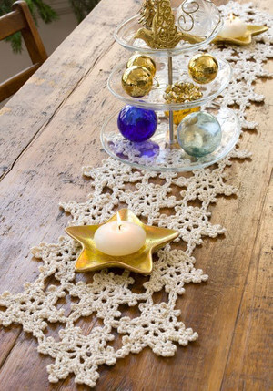 http://www.favecrafts.com/Crochet-for-Christmas/Crocheted-Snowflake-Table-Runner-from-Red-Heart-Yarn