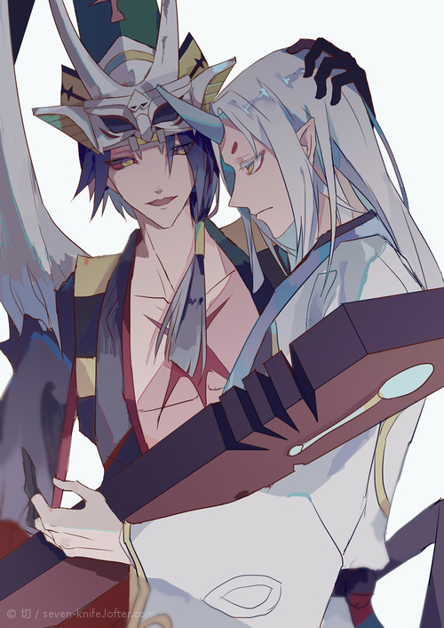 ♠ 陰陽师②~♠#阴阳师#
鬼使黑「下场战斗，也拜托你啦」
妖琴师「哼」