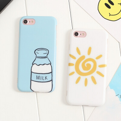 牛奶瓶太阳iphone7手机壳苹果7plus全包磨砂手机壳6splus硅胶软6s
