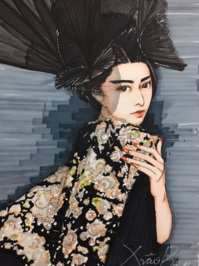 服装插画 水彩画 马克笔 彩铅 时尚秀场