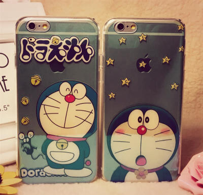 镭射蓝光iphone6s手机壳6plus苹果机器猫情侣壳叮当蓝胖子保护套
