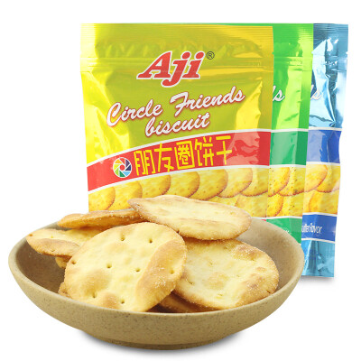 Aji朋友圈饼干110g 芝士味蜂蜜牛油味香葱芝麻饼干零食早餐代餐