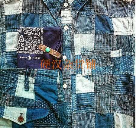 (售出欣赏）RRL Patchwork Sportshirt INDIGO百家布蓝染拼接衬衫