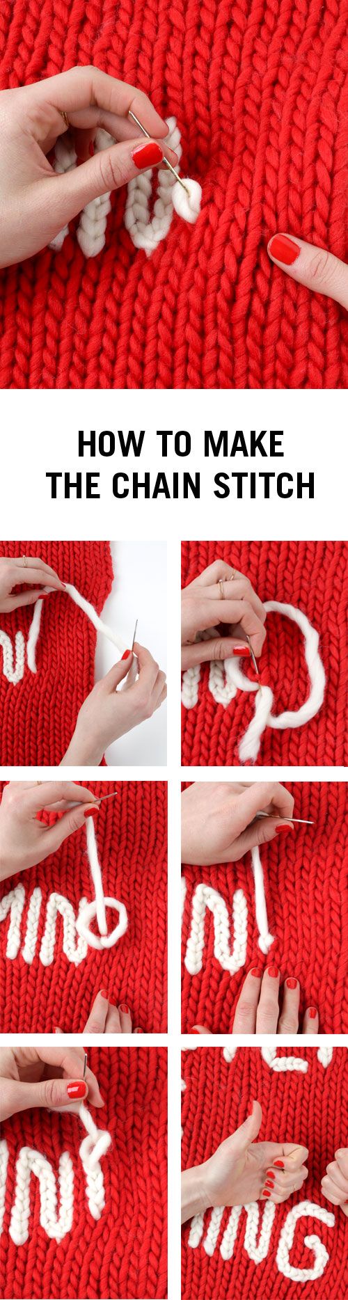 刺绣用锁链是一个简单的和引人注目的字母或图形添加到你的针织衫。