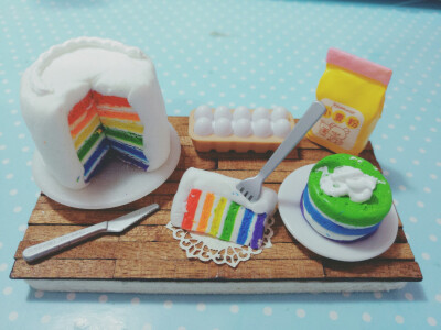 软陶作品 彩虹蛋糕场景