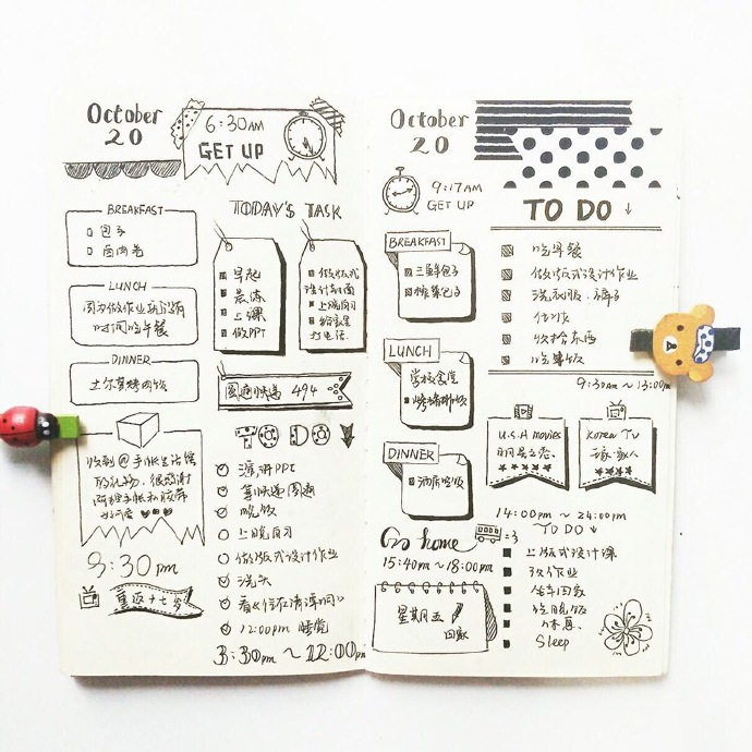 #为你打开新世界的博主们# 这周给大家推荐的博主是@JennibabyLH 她学的是平面设计 会接触到很多排版 设计之内的 同时也会把专业知识+手帐+生活 结合在了一起 她很喜欢这样的手帐形式来记录她的生活 让简单的生活 过的不平凡她的生活是彩色的 她的手帐是黑白的 喜欢用一些边框来规范自己的文字 让...展开全文c