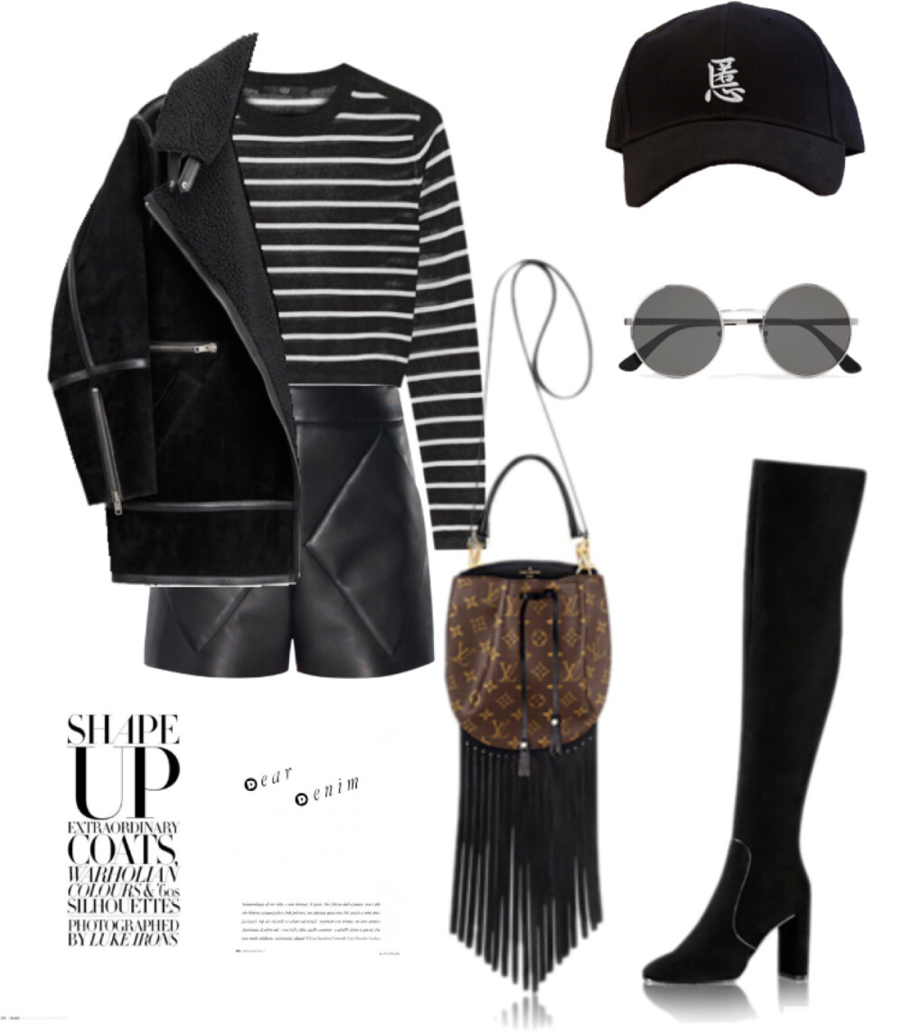 H&M coat，Tibi swewter，Balenciaga short，Louis Vuitton boot、bag，Saint Laurent sunglasses#2016