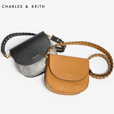 CHARLES&amp;KEITH 马鞍包 CK280741478 复古编织带女士单肩包