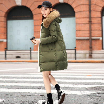 韩版中长款时尚大毛领加厚羽绒服2016冬季女装休闲羽绒衣外套