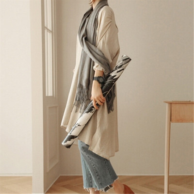 MIMO|出口韩国秋冬季新女士超长款保暖版纯色羊绒围巾披肩两用