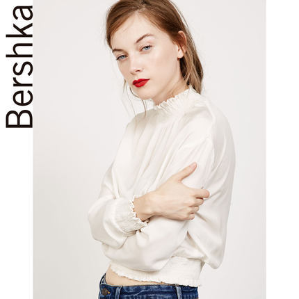 Bershka 女士 松紧褶领衬衫 05708966