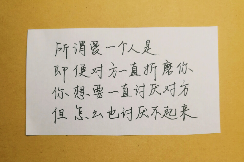 所谓爱一个人是
即便对方一直折磨你
你想要一直讨厌对方
但怎么也讨厌不起来