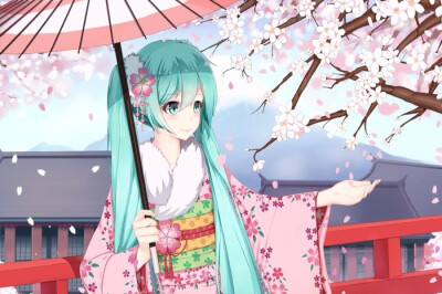 初音未来 和服 樱花 Sakura