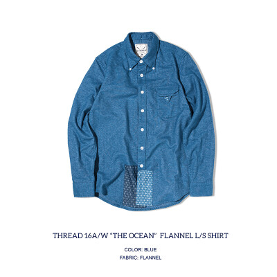 THREAD16AW&ldquo;THE OCEAN&rdquo; 法兰绒磨毛植绒印花拼接细节长袖衬衫