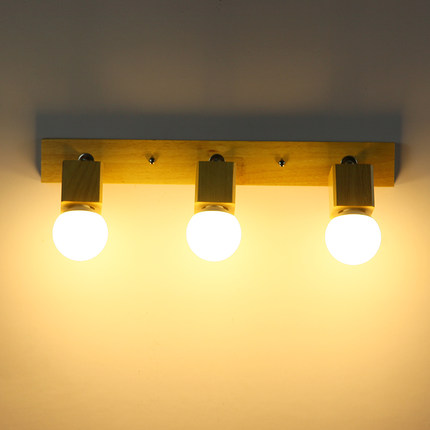 创意实木镜前灯 简约日式客厅墙壁灯卧室床头灯卫生间led木质灯具