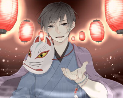 那些唯美的狐面小少年插画图片