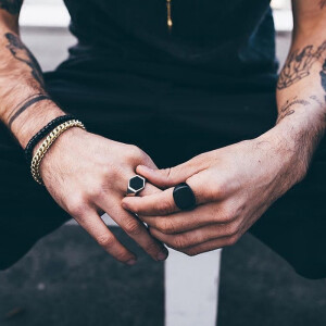 Minimalism极简主义 欧美风复古情侣六方形指环菱形戒指 男女潮牌