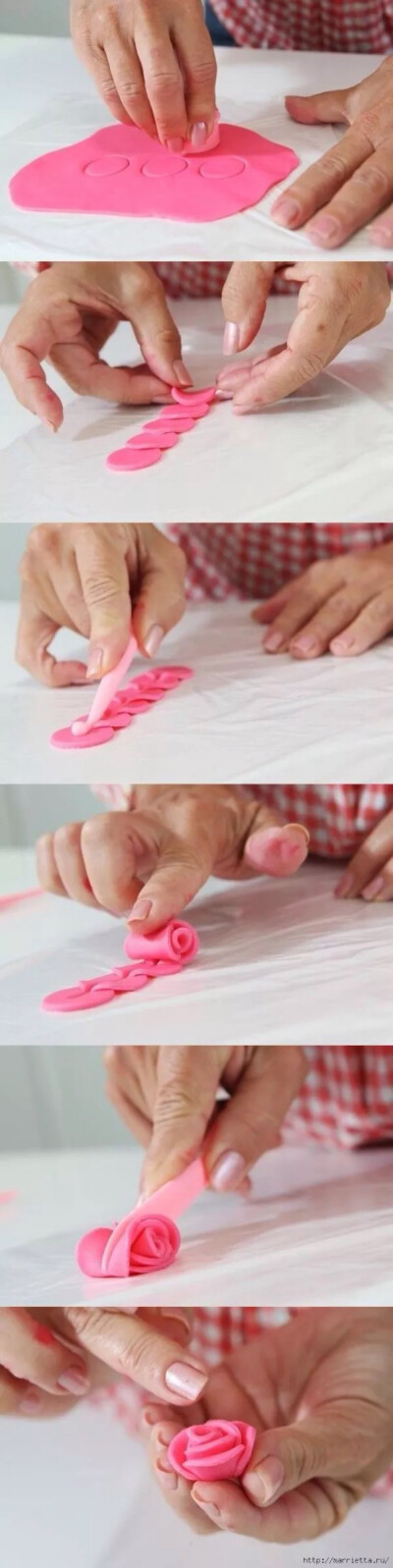 粘土 食玩 教程 软陶 DIY 简单的玫瑰花软陶教程