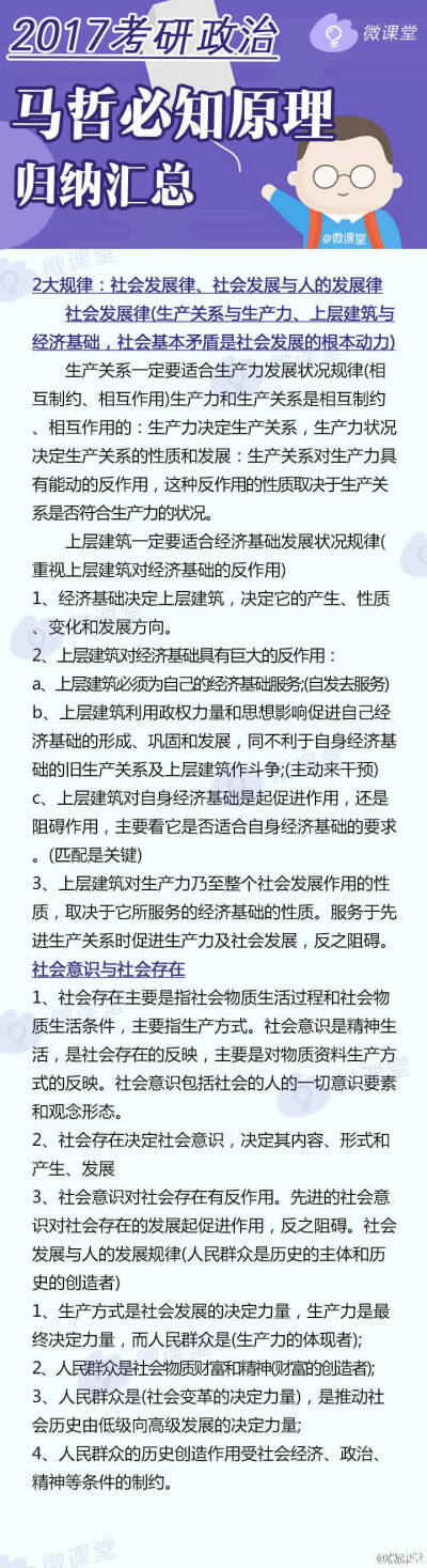 【2017考研政治马哲必知原理归纳】考研政治中 马哲所占比重较大 是命题热点和重点 但其所涉及到的概念比较抽象且易混淆 因此难度还不低 小编甲2.0整理归纳了马哲必知原理↓↓考研的宝宝们 赶紧抱走 希望对你…