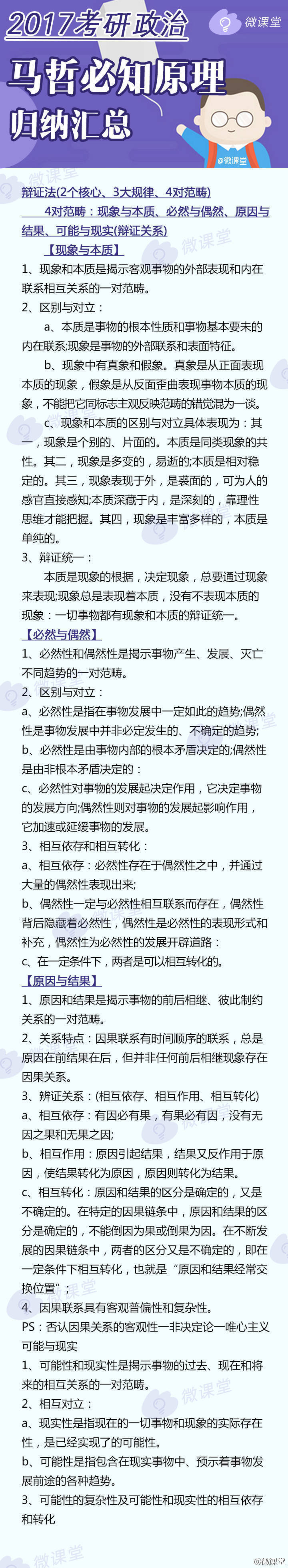 【2017考研政治马哲必知原理归纳】考研政治中 马哲所占比重较大 是命题热点和重点 但其所涉及到的概念比较抽象且易混淆 因此难度还不低 小编甲2.0整理归纳了马哲必知原理↓↓考研的宝宝们 赶紧抱走 希望对你们的考研能有所帮助→_→
#微课堂##考研微课堂#