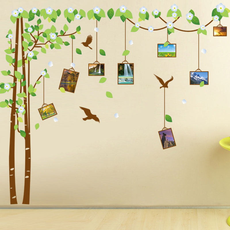 墙贴可移除贴纸 超大绿树照片墙 相片树 客厅电视墙背景装饰
