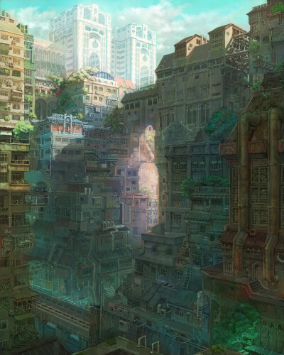 二次元 插画 风景 建筑