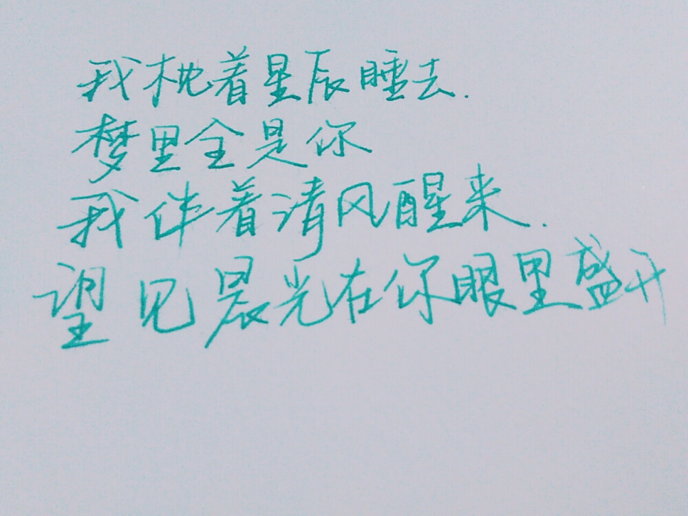 cs手写我枕着星辰睡去梦里全是你我伴着清风醒来望见晨光在你眼里盛开