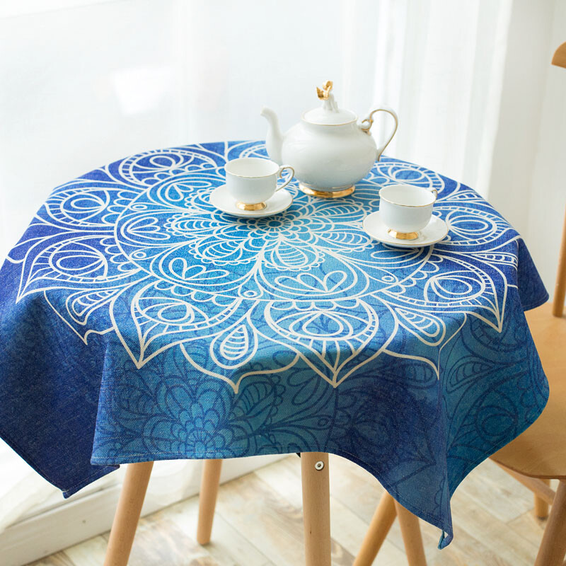 异域民族图案 棉麻布艺桌布 方桌圆桌餐厅台布茶几西餐桌盖布