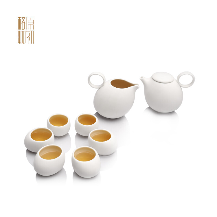 原初格物 知音功夫茶具 茶海白瓷器简约整套装创意艺术德化泡茶壶