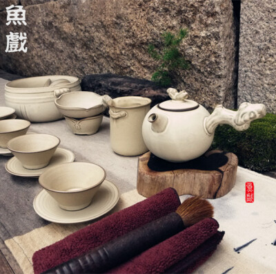 【空间方式】台湾粗陶茶具 茶壶整套装手工复古日式紫砂陶土功夫礼盒/空间方式