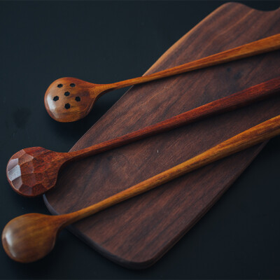 复古原实木日式龟甲勺子家用长柄木勺子餐具创意汤勺搅拌勺色拉勺