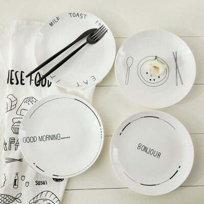 创意卡通陶瓷盘子早餐盘西餐盘字母盘点心蛋糕碟菜盘北欧餐具套装