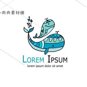 卡通蓝色鲸鱼公司店铺广告Logo标志徽章EPS矢量设计矢量AI124