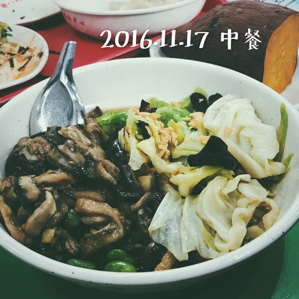 11.17 今天早上没有觉得饿 点了半份茄条（以为是香菇）+半份球菜+大半只番薯下午要认真学习高数