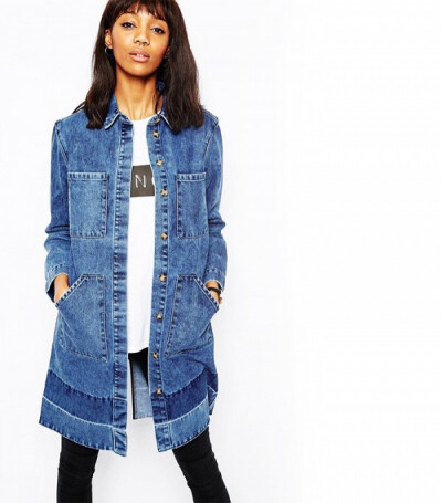 ASOS Denim Drop Hem Duster Coat