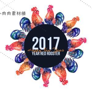 2017鸡年生肖新年快乐主题海报背景卡片EPS矢量设计素材AI125