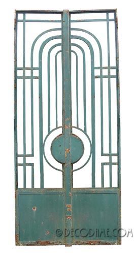 French Art Deco / Modernist Iron Entry Doors / Gates, Pair: