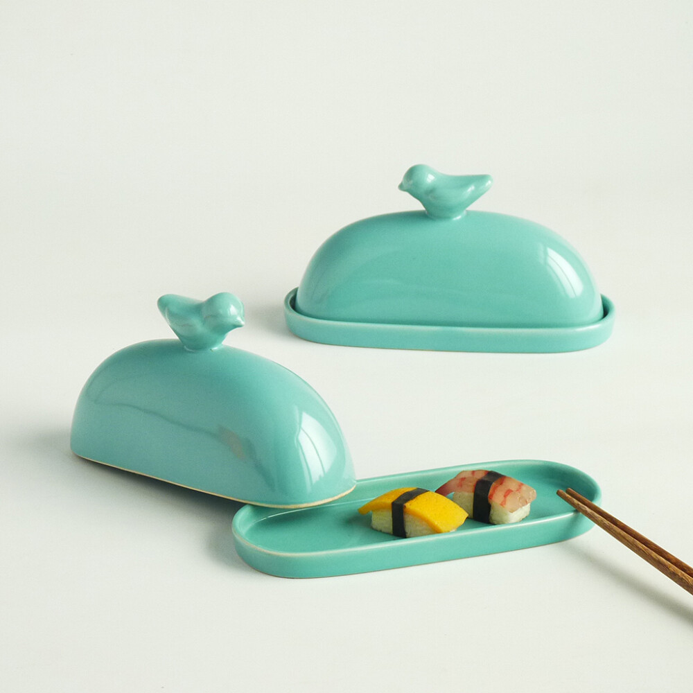 出口陶瓷西式餐具 创意可爱带盖餐菜碟奶酪盒甜品盘点心碟毛巾碟