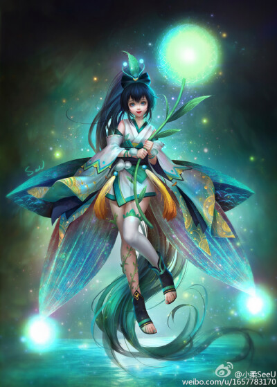 阴阳师 萤草 CG 唯美 画师：小柔SeeU