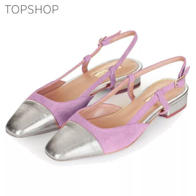 TOPSHOP 银粉撞色金属扣女士平底鞋32K36KLIL