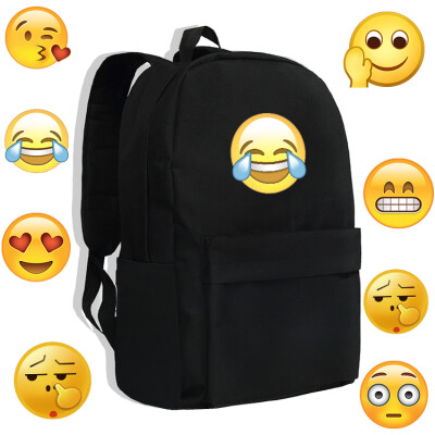 emoji表情双肩包 笑哭表情书包 QQ表情背包 抠鼻 再见 情侣书包