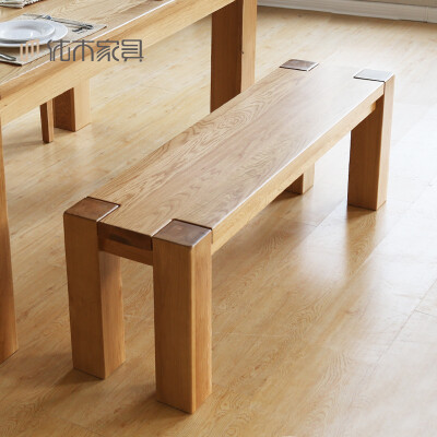 优木家具 粗腿纯实木长条凳特级白橡木条凳实木长凳 北欧简约家具