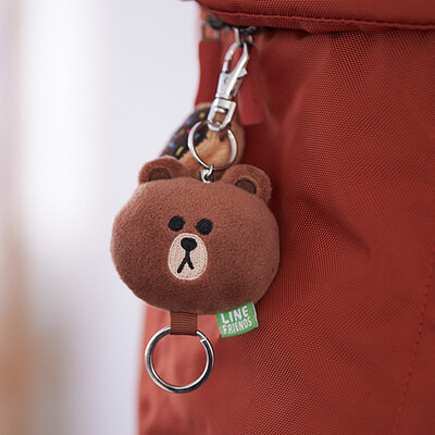 LINE FRIENDS 韩国可爱创意布朗熊Q版毛绒公仔钥匙扣钥匙圈包挂件