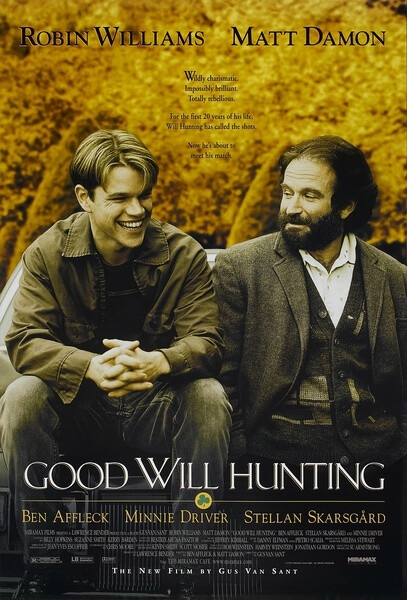 《心灵捕手》（Good Will Hunting）是一部励志剧情电影。影片由格斯·范·桑特执导，罗宾·威廉姆斯，马特·达蒙等主演。
影片讲述了一个名叫威尔（Will Hunting）的麻省理工学院的清洁工的故事。威尔在数学方面有着过人天赋，却是个叛逆的问题少年，在教授蓝勃、心理学家桑恩和朋友查克的帮助下，威尔最终把心灵打开，消除了人际隔阂，并找回了自我和爱情。影片于1997年12月2日首映。[