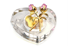 艾吉儿心形水晶玫瑰八音盒 经典水晶粉玫瑰音乐盒