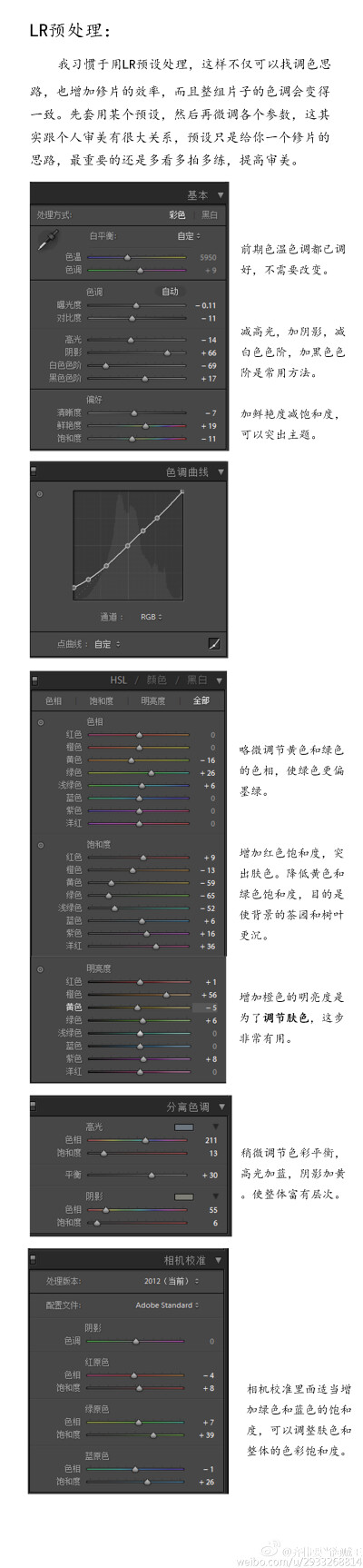 #摄影教程分享##摄影教程#
via.齐伟要当海贼王（见水印）
前些天《归隐》这组片子好多人觉得色调好看，所以今天分享给大家～关于茶园清新古风如何调色，简单几步就搞定～