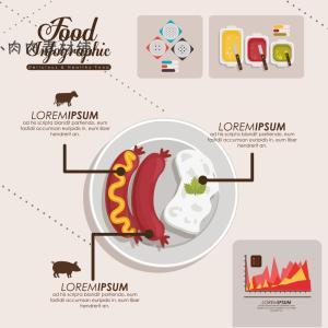 扁平化食物西餐数据展示图表海报模板AI EPS矢量设计素材AI131